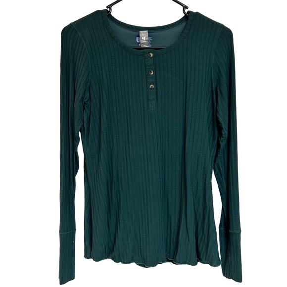 SheBird Womens Bra Top Green Gable Henley Long Sleeve Built in Bra Size 2 S/M - Picture 1 of 10